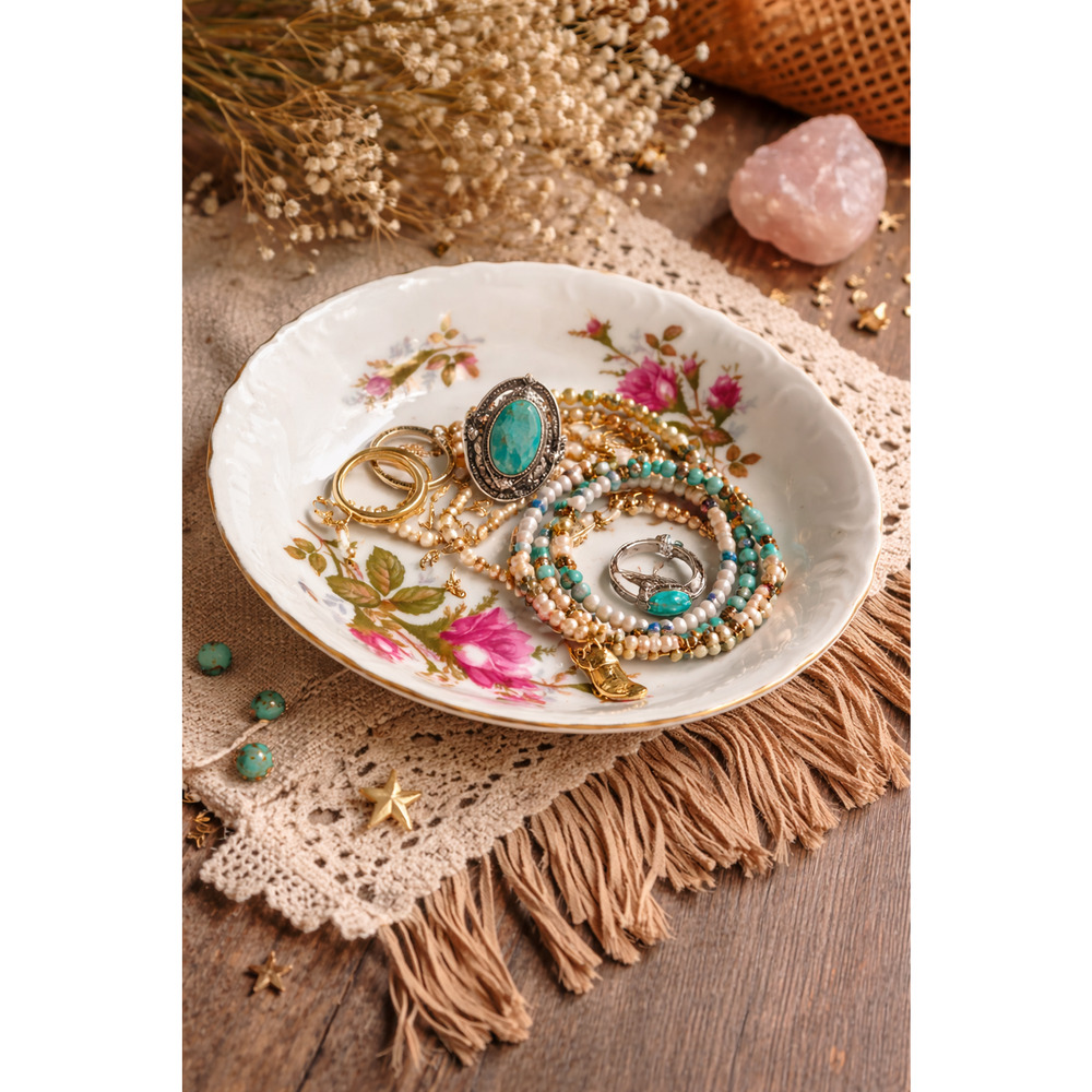 Romantic Rose Jewelry Dish | Vintage Cottagecore Decor